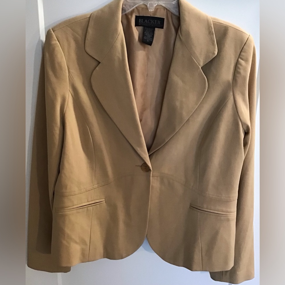 Blacker By Stanley Blacker Tan One Button Blazer … - image 3